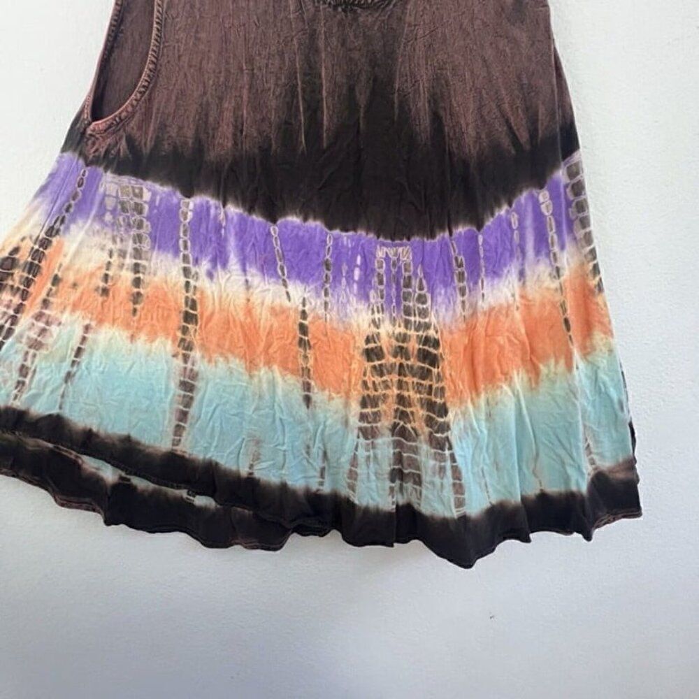 Vintage Womens Cotton Sleeveless Tie Dye Boho Summer Tank Top Blouse One Size - Picture 8 of 11